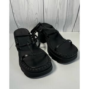 NEW Forever 21 Caged Block Platform Black Summer Sandal Size 7.5